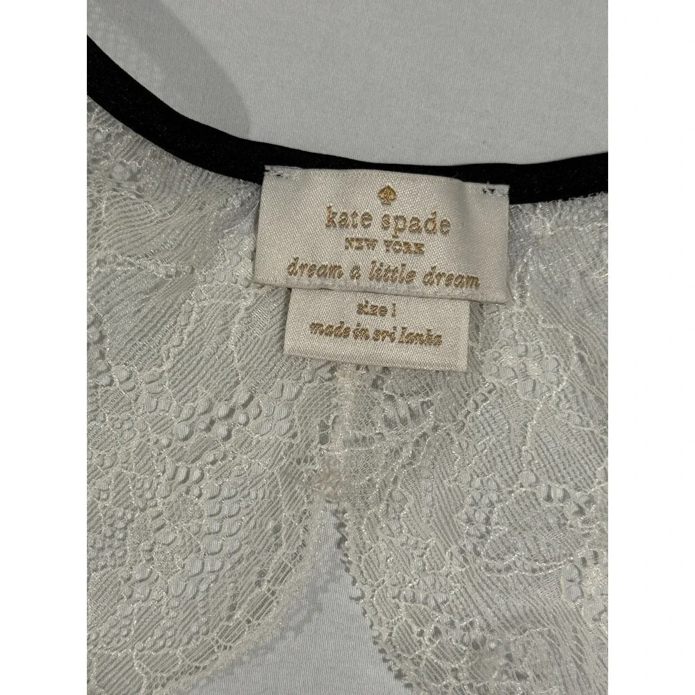 Kate Spade Dream a Little Dream White Satin Lace Racerback Chemise Size 1 ECU
